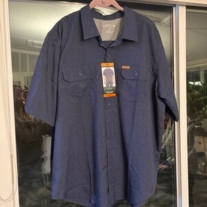 Orvis Men's Navy Casual Button Down Shirt